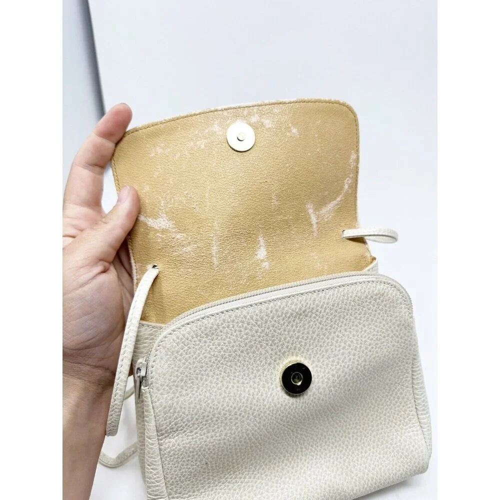 Furla Crossbody Shoulder Bag Purse Pebbled Leather‎ Made In Italy Ivory Small